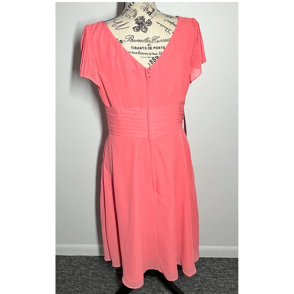 NWT Azazie Luna Watermelon‎ Bridesmaid Dress Pleated V-Neck Short Sleeve A12